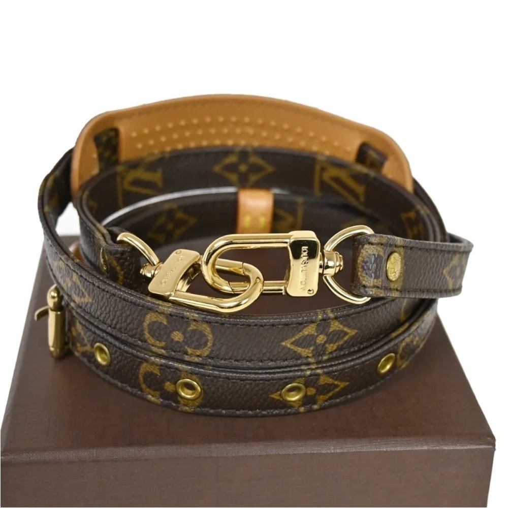 LOUIS VUITTON Logo Shoulder Strap Monogram Leather Brown Bag Accessory 65YD790